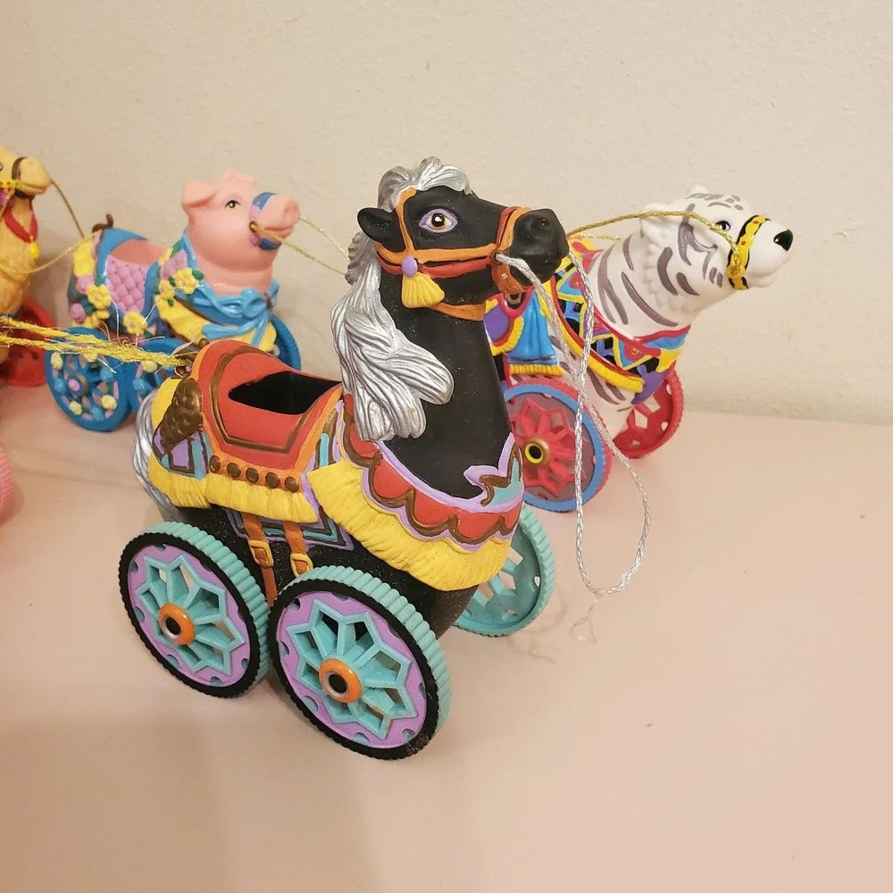 Kidkore 1998 Circus‎ Fair Tiger Pig Zebra Pull Toy Camel Horse Vintage Decor